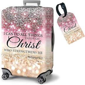 Luggage Covers for Suitcase TSA Approved,Elastic Washable Suitcase Cover Protector, I can do all things through christ Luggage Cover Sleeve Wrap for 26/ 27/28/29 Inches Suitcase Travel Accessories
