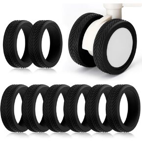 8PCs Luggage Wheel Covers, Silicone Wheel Protectors Replacement for Most 8-Spinner Wheels Travel Luggage or Office Chair Caster (Black, Silent)