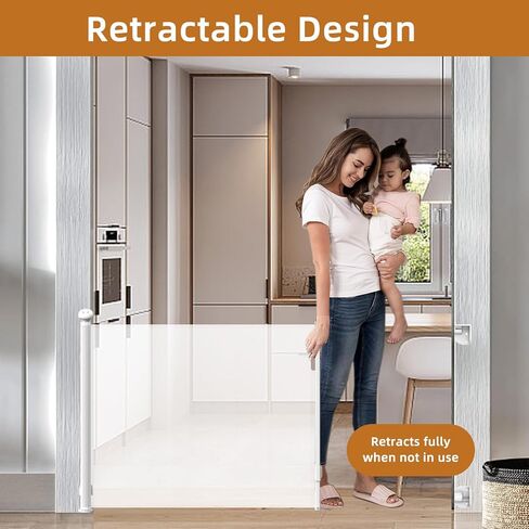 120 Inches Extra Wide Retractable Baby Gates Adjustable Retractable Dog gate Extra Long Mesh Baby Gate Pet Gates for Dogs for Stairs, Hallways and Doorways Safety Gates for Kids Child(120Inches) in Kuwait