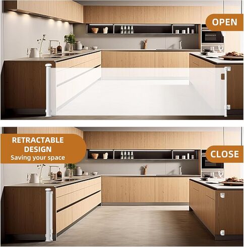 120 Inches Extra Wide Retractable Baby Gates Adjustable Retractable Dog gate Extra Long Mesh Baby Gate Pet Gates for Dogs for Stairs, Hallways and Doorways Safety Gates for Kids Child(120Inches) in Kuwait