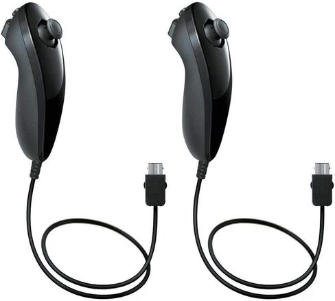 PlayHard 2 Pack Nunchuk وحدات تحكم متوافقة مع نينتندو وي ووي يو ألعاب الفيديو (أسود × 2) in Saudi Arabia