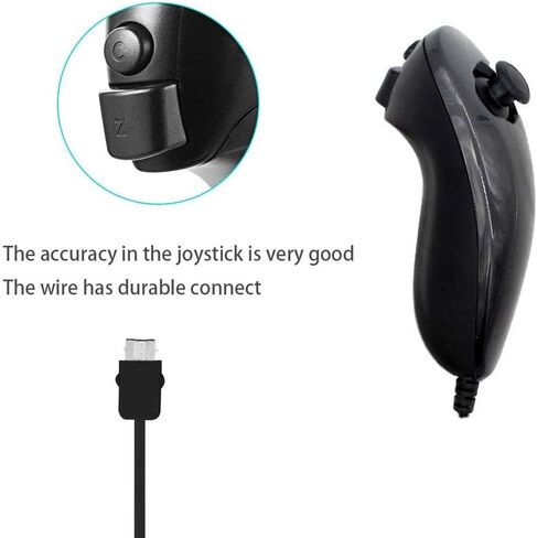 PlayHard 2 Pack Nunchuk وحدات تحكم متوافقة مع نينتندو وي ووي يو ألعاب الفيديو (أسود × 2) in Saudi Arabia