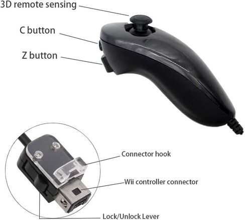 PlayHard 2 Pack Nunchuk وحدات تحكم متوافقة مع نينتندو وي ووي يو ألعاب الفيديو (أسود × 2) in Saudi Arabia