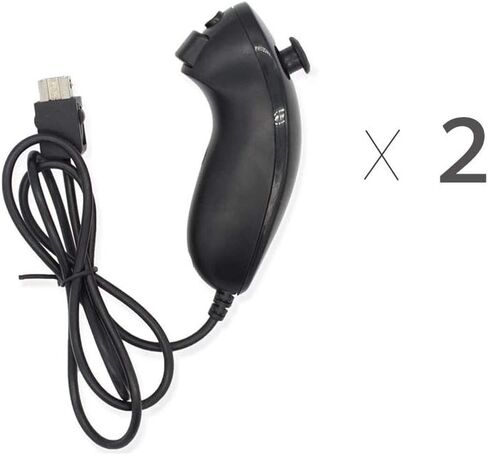 PlayHard 2 Pack Nunchuk وحدات تحكم متوافقة مع نينتندو وي ووي يو ألعاب الفيديو (أسود × 2) in Saudi Arabia