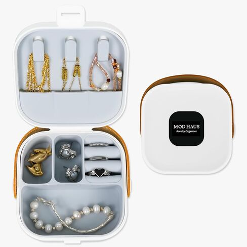 Small Travel Jewelry Case for Women, Travel Essential Jewelry Organizer, jewelry storage box for Earrings, Necklaces, Rings, Bracelets for home and travelling, Multiple use (Grey) in Saudi Arabia
