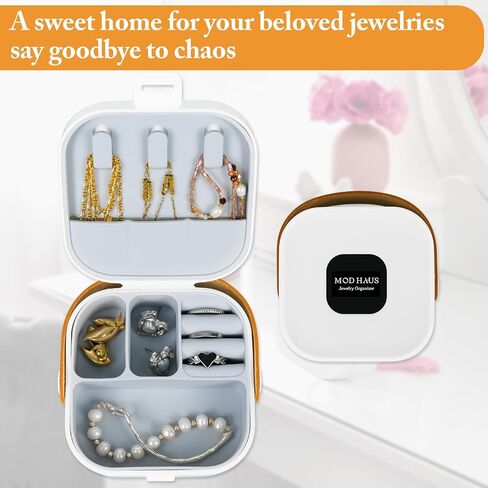 Small Travel Jewelry Case for Women, Travel Essential Jewelry Organizer, jewelry storage box for Earrings, Necklaces, Rings, Bracelets for home and travelling, Multiple use (Grey) in Saudi Arabia