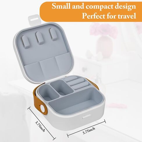 Small Travel Jewelry Case for Women, Travel Essential Jewelry Organizer, jewelry storage box for Earrings, Necklaces, Rings, Bracelets for home and travelling, Multiple use (Grey) in Saudi Arabia