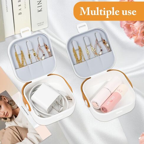 Small Travel Jewelry Case for Women, Travel Essential Jewelry Organizer, jewelry storage box for Earrings, Necklaces, Rings, Bracelets for home and travelling, Multiple use (Grey) in Saudi Arabia