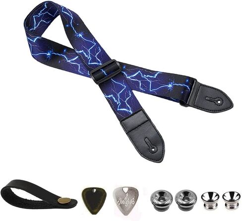 BetterJonny Guitar Strap, Adjustable Guitar Shoulder Strap Guitar Belt with Leather Ends Guitar Picks Strap Locks for Electric Bass Guitar Acoustic Guitar in Saudi Arabia