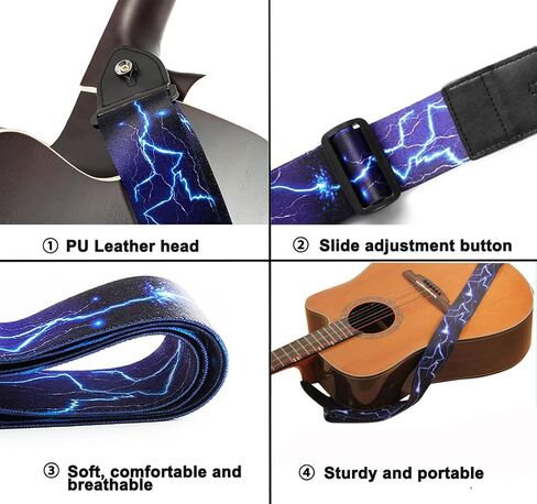 BetterJonny Guitar Strap, Adjustable Guitar Shoulder Strap Guitar Belt with Leather Ends Guitar Picks Strap Locks for Electric Bass Guitar Acoustic Guitar in Saudi Arabia