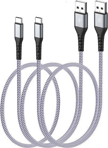 2-Pack 3ft USB C Cable, 3A Fast Charging, USB A to Type C Cable Braided Charger Cord for iPhone 15/15 Pro/15 Plus/15 Pro Max Samsung Galaxy S24 S23 S22 S21 S20 S10 A71 A51 A20 Note 8 9 10 in Kuwait