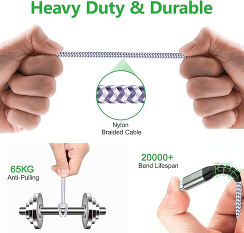 2-Pack 3ft USB C Cable, 3A Fast Charging, USB A to Type C Cable Braided Charger Cord for iPhone 15/15 Pro/15 Plus/15 Pro Max Samsung Galaxy S24 S23 S22 S21 S20 S10 A71 A51 A20 Note 8 9 10 in Kuwait