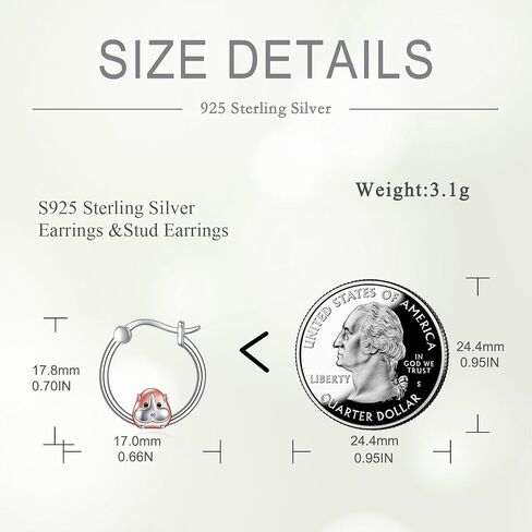 TIGER RIDER Guinea Pig Sloth Koala Bunny Elephant Hoop Earrings for Women 925 Sterling Silver Cute Animal Jewelry Hypoallergenic Christmas Birthday Gifts for Girls in Saudi Arabia