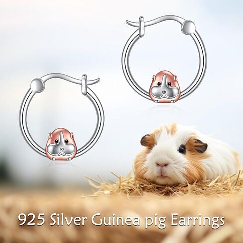 TIGER RIDER Guinea Pig Sloth Koala Bunny Elephant Hoop Earrings for Women 925 Sterling Silver Cute Animal Jewelry Hypoallergenic Christmas Birthday Gifts for Girls in Saudi Arabia