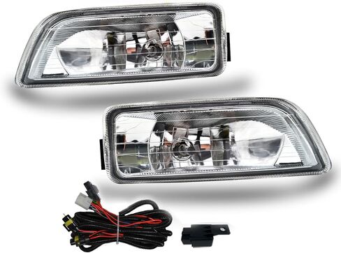 Fog Lights Assembly Replacement for 2003-2007 Honda Accord 4 Door Sedan, 1 Pair Front Bumper Driving Fog Lamps with Halogen Bulbs & Switch and Wiring Kit (Clear Lens) in Saudi Arabia