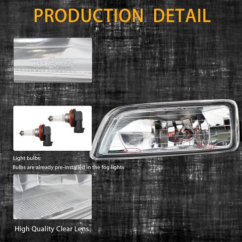 Fog Lights Assembly Replacement for 2003-2007 Honda Accord 4 Door Sedan, 1 Pair Front Bumper Driving Fog Lamps with Halogen Bulbs & Switch and Wiring Kit (Clear Lens) in Saudi Arabia