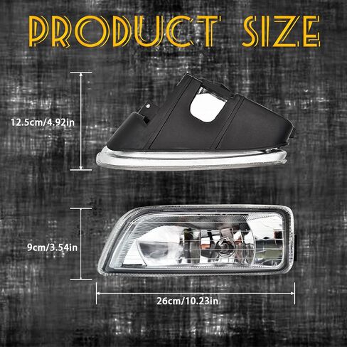 Fog Lights Assembly Replacement for 2003-2007 Honda Accord 4 Door Sedan, 1 Pair Front Bumper Driving Fog Lamps with Halogen Bulbs & Switch and Wiring Kit (Clear Lens) in Saudi Arabia