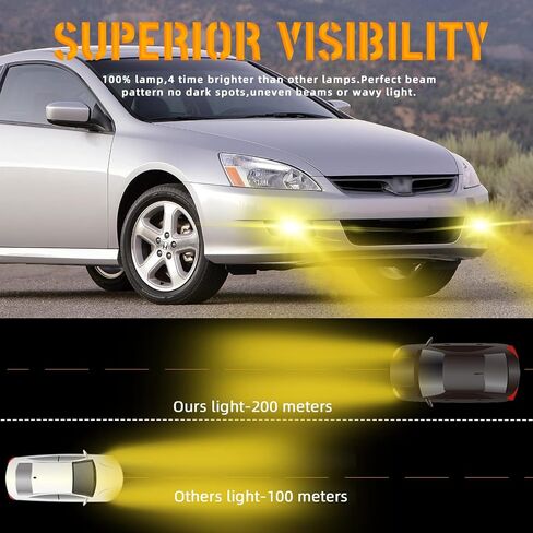 Fog Lights Assembly Replacement for 2003-2007 Honda Accord 4 Door Sedan, 1 Pair Front Bumper Driving Fog Lamps with Halogen Bulbs & Switch and Wiring Kit (Clear Lens) in Saudi Arabia