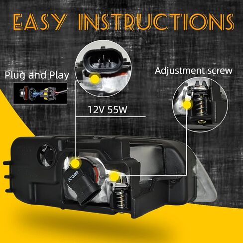Fog Lights Assembly Replacement for 2003-2007 Honda Accord 4 Door Sedan, 1 Pair Front Bumper Driving Fog Lamps with Halogen Bulbs & Switch and Wiring Kit (Clear Lens) in Saudi Arabia