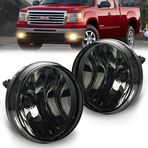 استبدال مصابيح الضباب النشطة لعام 2007 2008 2009 2010 2011 2012 2013 GMC Sierra 1500,07-14 GMC Sierra 2500 3500HD ضوء الضباب متوافق مع H8 12V 35W لمبات التبديل ومجموعة الأسلاك - عدسة الدخان in Kuwait