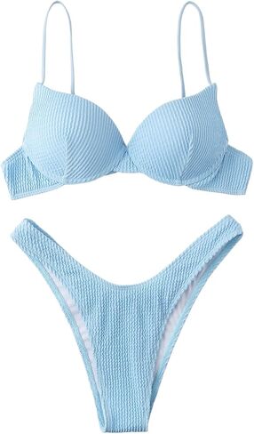 MakeMeChic Women's 2 Piece Bathing Suit Push Up High Cut Bikini Swimsuit in Saudi Arabia