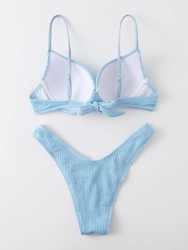MakeMeChic Women's 2 Piece Bathing Suit Push Up High Cut Bikini Swimsuit in Saudi Arabia