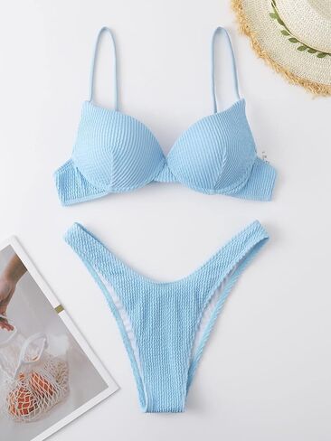 MakeMeChic Women's 2 Piece Bathing Suit Push Up High Cut Bikini Swimsuit in Saudi Arabia