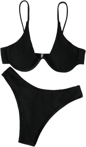 MakeMeChic Women's 2 Piece Bathing Suit Push Up High Cut Bikini Swimsuit in Saudi Arabia