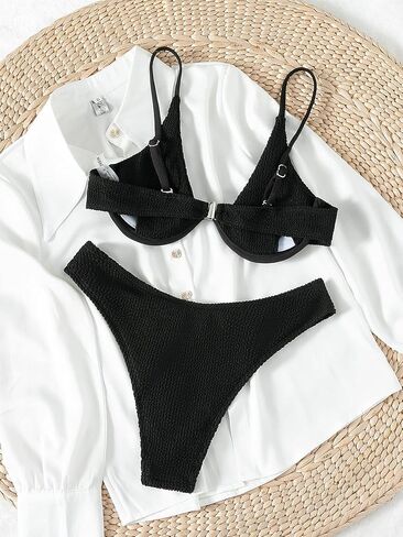 MakeMeChic Women's 2 Piece Bathing Suit Push Up High Cut Bikini Swimsuit in Saudi Arabia