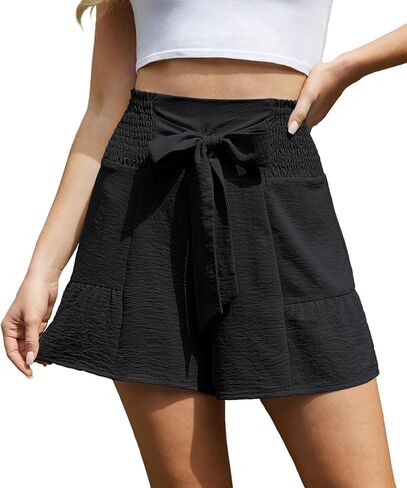 CZYINXIAN Women's Casual Wide Leg Shorts Without Pockets High Waisted Tie Knot Ruffle Summer Shorts in Saudi Arabia