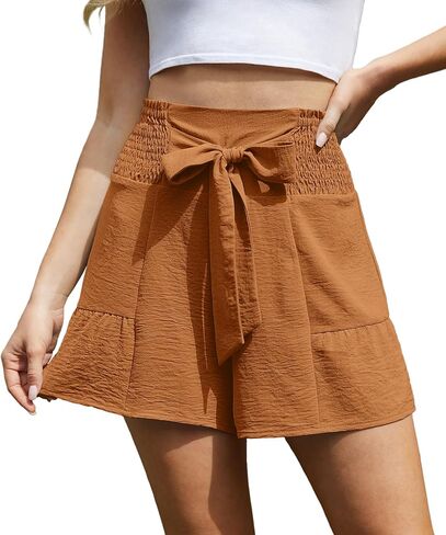 CZYINXIAN Women's Casual Wide Leg Shorts Without Pockets High Waisted Tie Knot Ruffle Summer Shorts in Saudi Arabia
