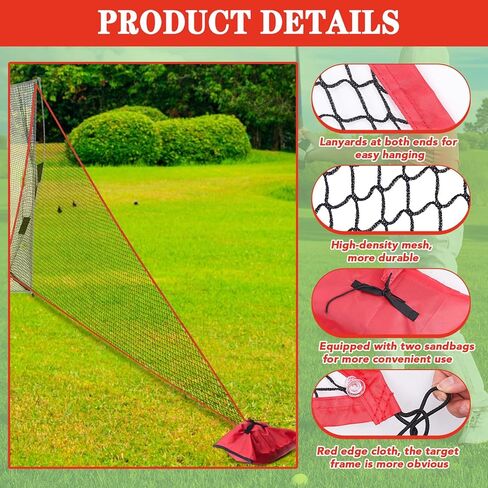 RoundFunny 2 Pcs Golf Net Attachment for 7ft Golf Hitting Net,Golf Practice Hitting Nets with 2 Sandbags Heavy Duty Barrier Net Side Net Extension for Golf Summer Sports Training, 10 x 7 Ft, Red in Saudi Arabia