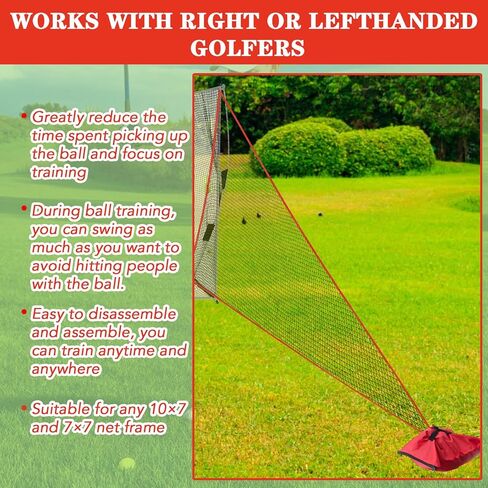 RoundFunny 2 Pcs Golf Net Attachment for 7ft Golf Hitting Net,Golf Practice Hitting Nets with 2 Sandbags Heavy Duty Barrier Net Side Net Extension for Golf Summer Sports Training, 10 x 7 Ft, Red in Saudi Arabia
