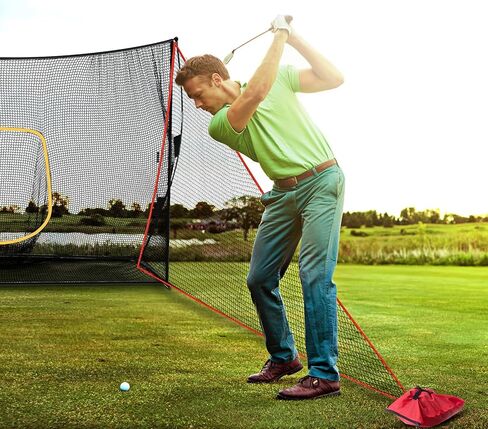 RoundFunny 2 Pcs Golf Net Attachment for 7ft Golf Hitting Net,Golf Practice Hitting Nets with 2 Sandbags Heavy Duty Barrier Net Side Net Extension for Golf Summer Sports Training, 10 x 7 Ft, Red in Saudi Arabia