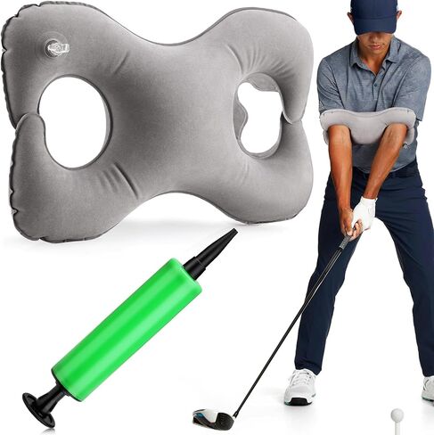 TOBWOLF Golf Swing Training Aid with Pump, Inflatable Golf Swing Arm Correcting Pillow, Golfing Posture Correction Practice Tool Golf Swing Gesture Arm Trainer for Men Women Golfers Beginners in Saudi Arabia