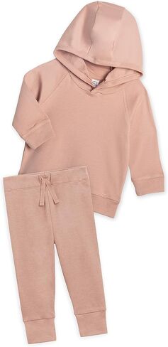 طقم هودي وبنطال رياضي مكون من قطعتين من كولور أورجانيكس - أحمر الخدود - 2T in Kuwait