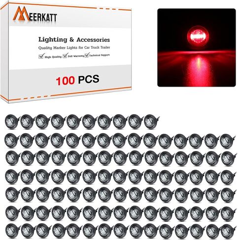 MADCATZ Meerkatt Big Sets 3/4 Inch Mini Round 3 LED Side Marker Indicator Clearance Light w/Grommets Truck Car Trailer Boat 12V DC (Clear Lens/Red Light) 100 Pcs. in Saudi Arabia