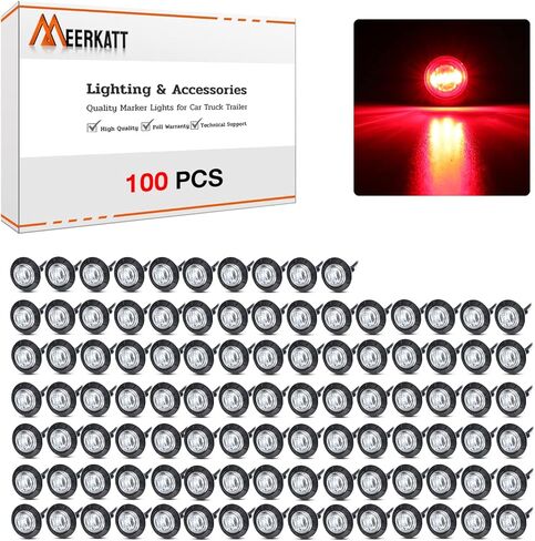 MADCATZ Meerkatt Big Sets 3/4 Inch Mini Round 3 LED Side Marker Indicator Clearance Light w/Grommets Truck Car Trailer Boat 12V DC (Clear Lens/Red Light) 100 Pcs. in Saudi Arabia