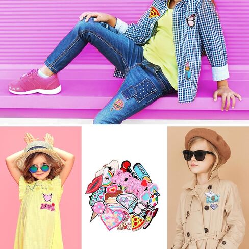 Yolev 30pcs Girls Iron on Patches for Clothing Jackets DIY Sew Embroidered Applique Decorative Repair Patches On Patches for Clothes Backpacks Jackets Jeans Dress Hats in Saudi Arabia