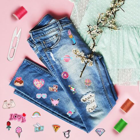 Yolev 30pcs Girls Iron on Patches for Clothing Jackets DIY Sew Embroidered Applique Decorative Repair Patches On Patches for Clothes Backpacks Jackets Jeans Dress Hats in Saudi Arabia