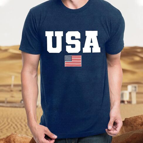 SUWATOIN USA 4th of July Shirts for Men American Flag Short Sleeve Patriotic Independence Day Tee Top in Saudi Arabia