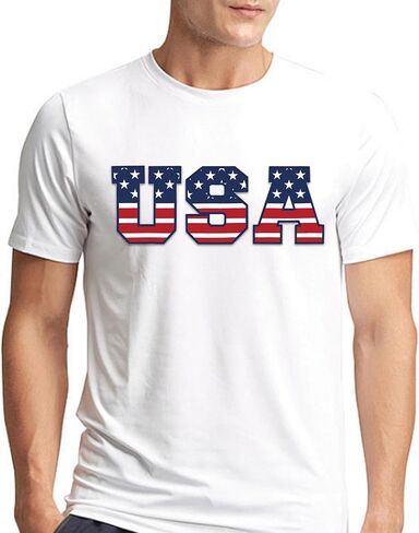 SUWATOIN USA 4th of July Shirts for Men American Flag Short Sleeve Patriotic Independence Day Tee Top in Saudi Arabia