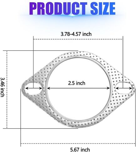 2 PCS Car Exhaust Pipe Interface Gasket, 2.5In Oval Durable Metal Vehicle Flange Gasket Replacements, Universal Standard Automotive Manifold Gasket Accessories for Trucks SUVs Cars (Silver) in Saudi Arabia