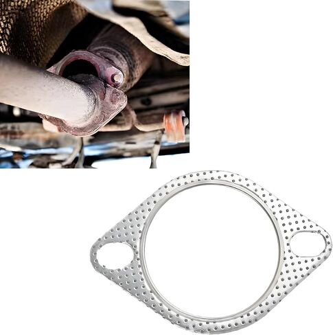 2 PCS Car Exhaust Pipe Interface Gasket, 2.5In Oval Durable Metal Vehicle Flange Gasket Replacements, Universal Standard Automotive Manifold Gasket Accessories for Trucks SUVs Cars (Silver) in Saudi Arabia