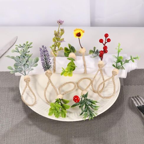 Spring Napkin Rings Set of 6 Easter Napkins Ring Farmhouse Green Leaf Floral Napkin Rings Boho Wedding Decor for Thanksgiving Christmas Party Dining Table Decorations (6) in Saudi Arabia