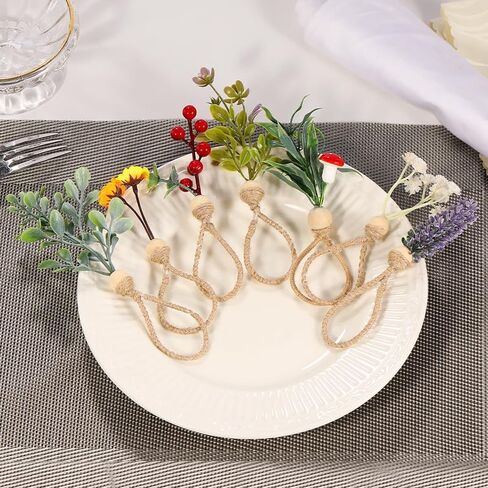 Spring Napkin Rings Set of 6 Easter Napkins Ring Farmhouse Green Leaf Floral Napkin Rings Boho Wedding Decor for Thanksgiving Christmas Party Dining Table Decorations (6) in Saudi Arabia