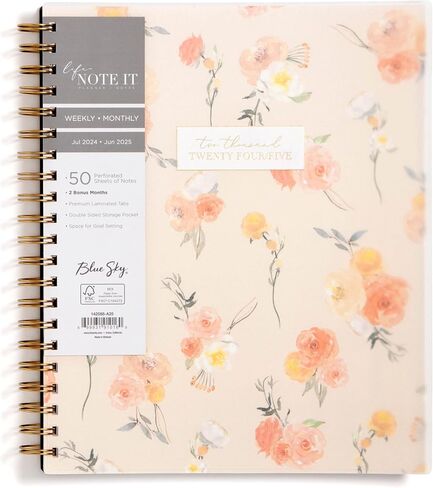 Blue Sky Life Note It for 2024-2025 Academic Year Weekly and Monthly Planner, 5.875" x 8.625", Clear Cover, Wirebound, Hannah (142590-A25) in Saudi Arabia