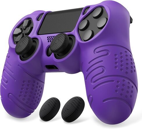 غطاء حماية من السيليكون باللون الأبيض من PlayVital Line & Dot لوحدة تحكم ps4، غطاء حماية ناعم مضاد للانزلاق مع أغطية قبضة الإبهام لجهاز ps4 لوحدة تحكم ps4 Slim لوحدة تحكم ps4 Pro in Kuwait
