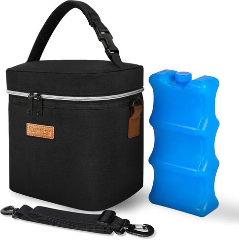 Monicebergg Breastmilk Cooler Bag with Ice Pack - Fits 6 Baby Bottles Up to 9 Ounce Storage Bottle Bag - Travel Breast Milk Bottle Bag with Shoulder Strap- Portable Daycare Insulated Bottle Cooler Bag in Saudi Arabia