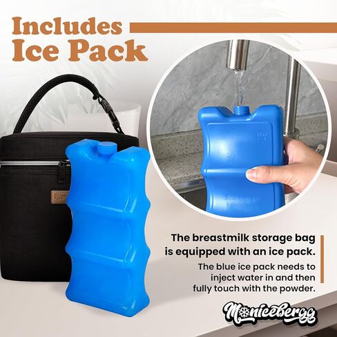 Monicebergg Breastmilk Cooler Bag with Ice Pack - Fits 6 Baby Bottles Up to 9 Ounce Storage Bottle Bag - Travel Breast Milk Bottle Bag with Shoulder Strap- Portable Daycare Insulated Bottle Cooler Bag in Saudi Arabia